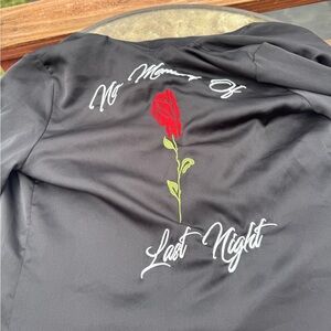 Black Jacket with Red Rose Embroidery